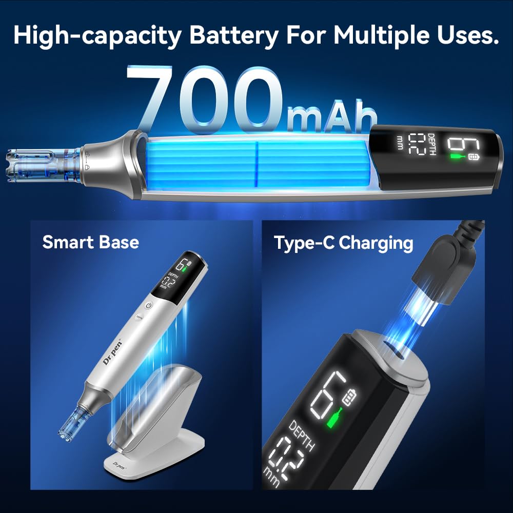 Dr. pen M9 Professional Microneedling Pen - Smart Chip Cartridges, Electric Depth Adjustment, 6 Speeds