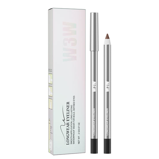 W3W Longwear Waterproof Eyeliner Pencil - Smooth Application, Smudge-Proof Brown (0.07 oz)