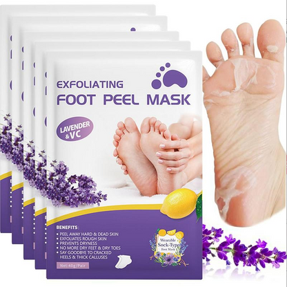Lavender & Vitamin C Exfoliating Foot Peel Mask (5-Pack Bundle)