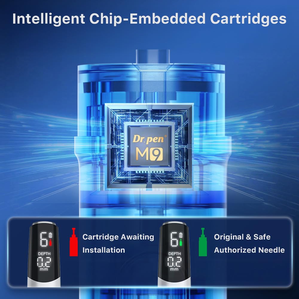 Dr. pen M9 Professional Microneedling Pen - Smart Chip Cartridges, Electric Depth Adjustment, 6 Speeds