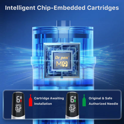 Dr. pen M9 Professional Microneedling Pen - Smart Chip Cartridges, Electric Depth Adjustment, 6 Speeds