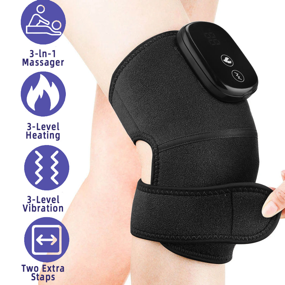 Smart Heated Knee Massager | Cordless Vibration & Heat Therapy Display