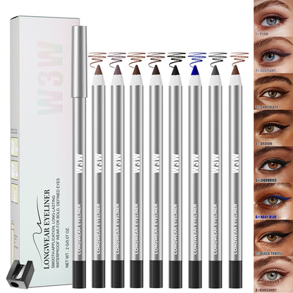 W3W Longwear Waterproof Eyeliner Pencil - Smooth Application, Smudge-Proof Brown (0.07 oz)