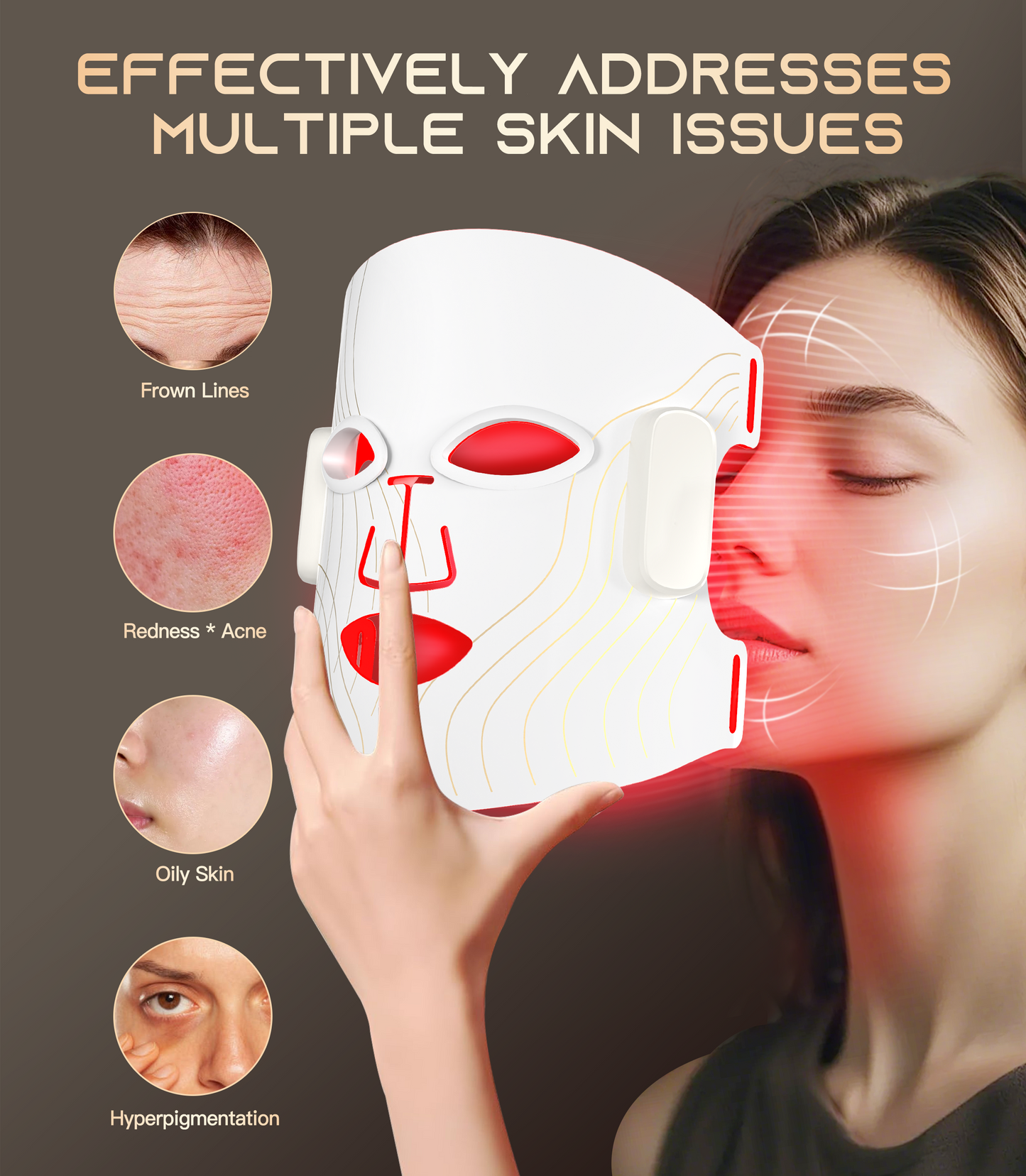 Flexible LED Light Therapy Face Mask - 4-in-1 Red, Blue, Green & Near-Infrared (IR) Anti-Aging Treatment